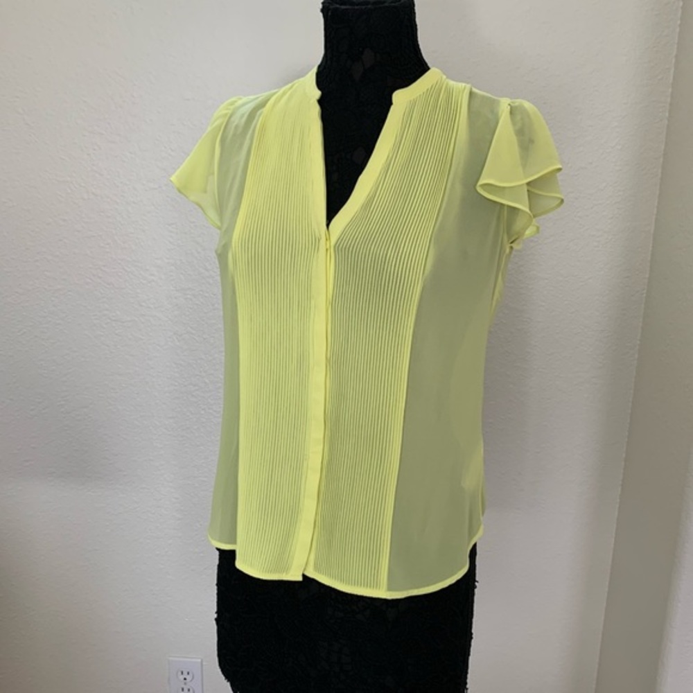 Yellow Sheer Button Down Blouse Shirt
